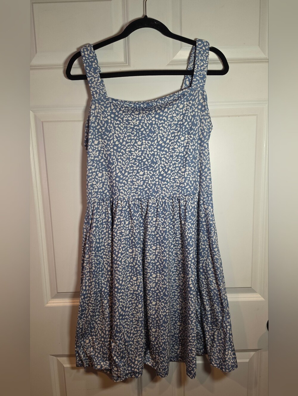 Huhot Blue and White Printed Sundress With Pockets XL